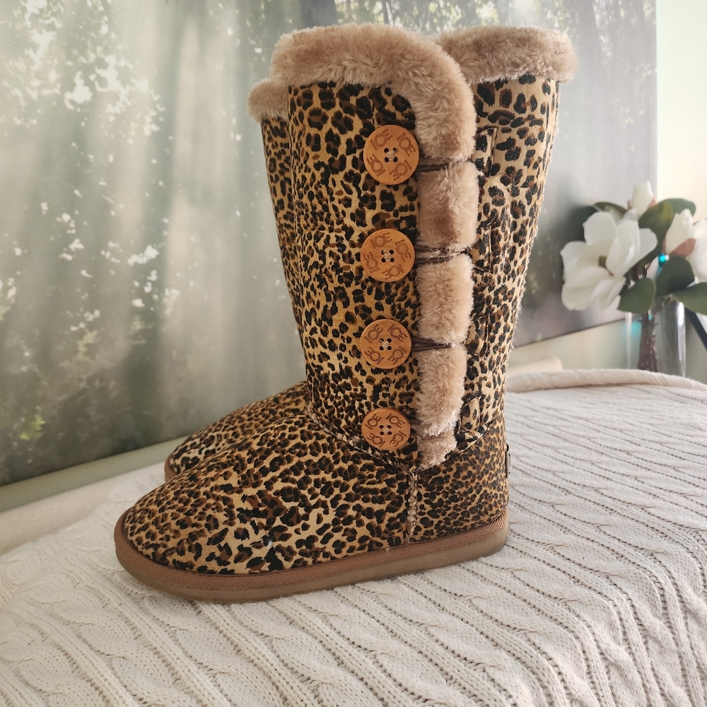 Leopard Print Faux Fur Lined Women's Boots